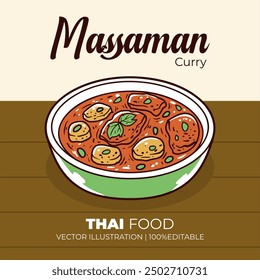 Massaman curry thailand food vector illustration