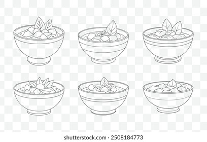 Massaman Curry Traditional Thai Dish Art Vector Set with Spices and Ingredients Depictions
