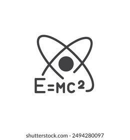 Mass-energy equivalence vector icon. filled flat sign for mobile concept and web design. E = mc2 glyph icon. Physics symbol, logo illustration. Vector graphics