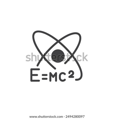Mass-energy equivalence vector icon. filled flat sign for mobile concept and web design. E = mc2 glyph icon. Physics symbol, logo illustration. Vector graphics