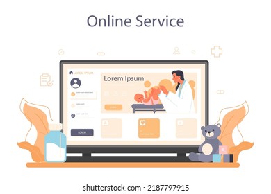 Masseur online service or platform. Massage back treatment and relaxation therapy. Therapist massaging a client on table. Flat vector illustration