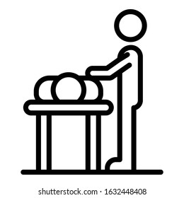 Masseur at work icon. Outline masseur at work vector icon for web design isolated on white background