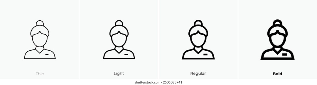 masseuse icon. Thin, Light Regular And Bold style design isolated on white background