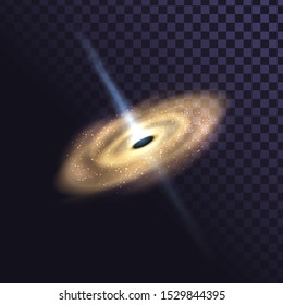 Massive black hole and stars, quasar, galaxy on transparent background