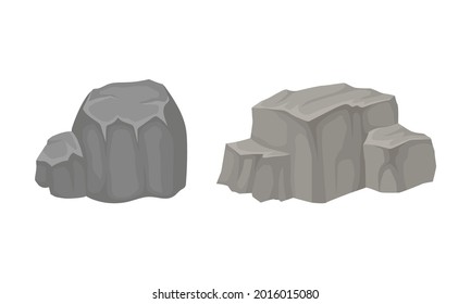 Massive Boulder and Cobble as Rock Fragment Vector Set