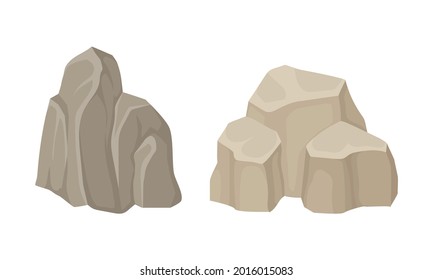 Massive Boulder and Cobble as Rock Fragment Vector Set