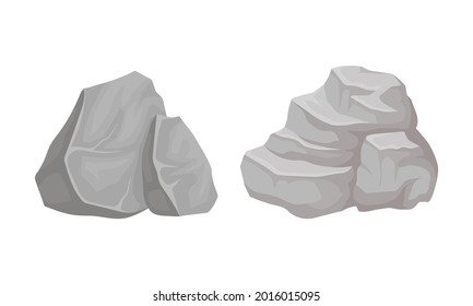 Massive Boulder and Cobble as Rock Fragment Vector Set