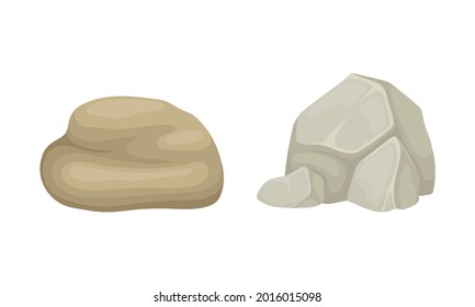 Massive Boulder and Cobble as Rock Fragment Vector Set