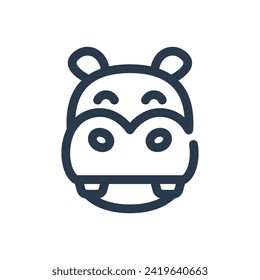 Massive Hippopotamus in Tropical Jungle Vector Icon Illustration