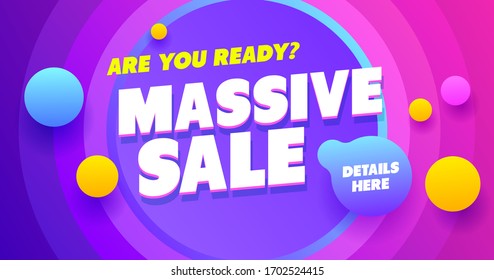 Massive sale banner design. Shop and discount template poster. Special vector promo sale. 