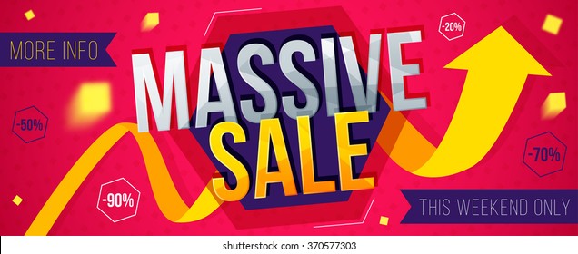 Massive Sale and discounts banner. Vector illustration