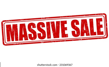 Massive sale grunge rubber stamp on white, vector illustration