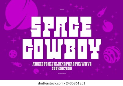 Massive serif font in American style, wild west saloon and western vector typography for logos, bold typeface in vintage America style, display font for posters and headlines.