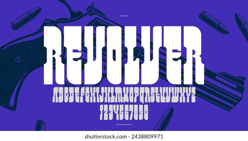 Massive serif font in American style, wild west saloon and western vector typography for logo creation, bold typeface in vintage America style, display font for posters and headlines.