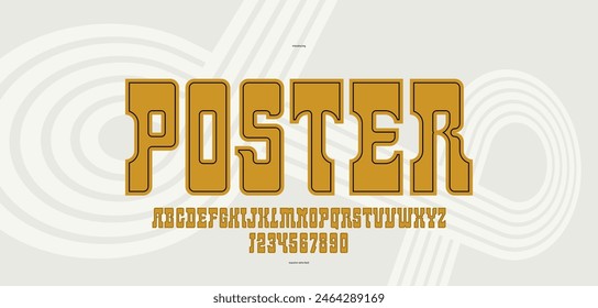 Massive serif font in American style, wild west saloon and western vector typography for logos, bold typeface in vintage America style, display font for posters and headlines.