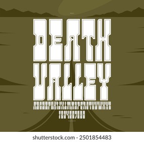 Massive serif font in American style, wild west saloon and western vector typography for logos, bold typeface in vintage America style, display font for posters and headlines.