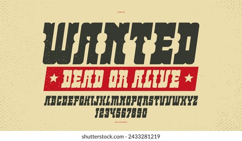 Massive serif italic font in American style, wild west saloon and western vector typography for logos, bold typeface in vintage America style, display font for posters and headlines.