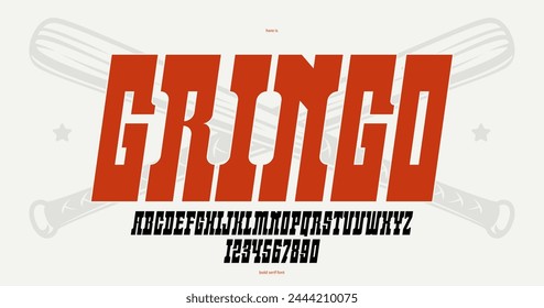 Massive serif italic font in American style, wild west saloon and western vector typography for logo creation, bold typeface in vintage America style, display font for posters and headlines.