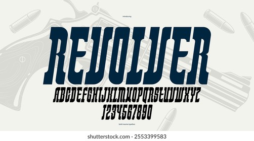 Massive serif italic font in American style, wild west saloon and western vector typography for logos, bold typeface in vintage America style, display font for posters and headlines.