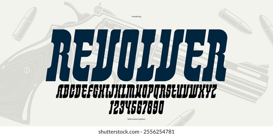 Massive serif italic font in American style, wild west saloon and western vector typography for logos, bold typeface in vintage America style, display font for posters and headlines.