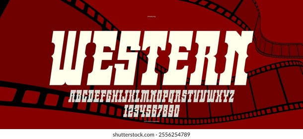  Massive serif italic font in American style, wild west saloon and western vector typography for logos, bold typeface in vintage America style, display font for posters and headlines.