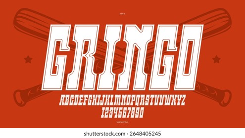 Fonte em itálico serif maciço no estilo americano, salão oeste selvagem e tipografia vetorial ocidental para criação de logotipo, fonte em negrito no estilo vintage América, fonte de exibição para cartazes e títulos.