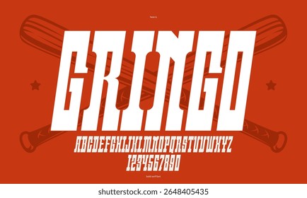 Fonte em itálico serif maciço no estilo americano, salão oeste selvagem e tipografia vetorial ocidental para criação de logotipo, fonte em negrito no estilo vintage América, fonte de exibição para cartazes e títulos.