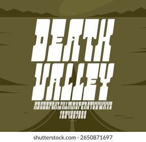 Massive serif italic font in American style, wild west saloon and western vector typography for logo creation, bold typeface in vintage America style, display font for posters and headlines.