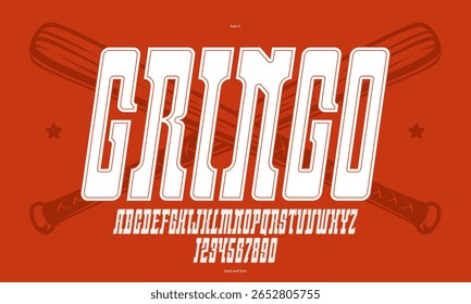 Fonte em itálico serif maciço no estilo americano, salão oeste selvagem e tipografia vetorial ocidental para criação de logotipo, fonte em negrito no estilo vintage América, fonte de exibição para cartazes e títulos.