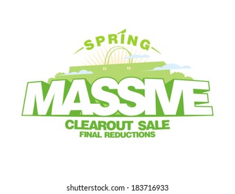 Plantilla de diseño de venta de primavera masiva con bolsa de compra