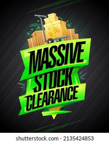 Massive stock clearance vector poster mockup with boxes on a shopping cart