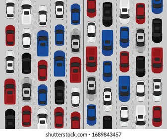 A massive traffic jam on highway in vector