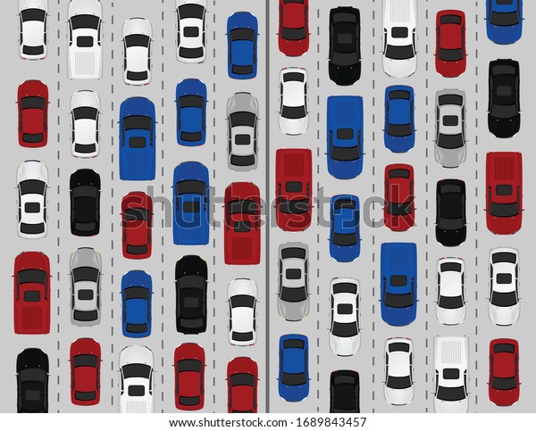 A massive\
traffic jam on highway in\
vector