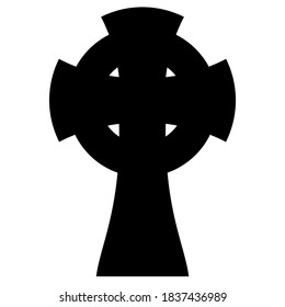 Masson cross. Gravestone. Tombstone ancient silhouette. Halloween sign isolated on white. Vector.
