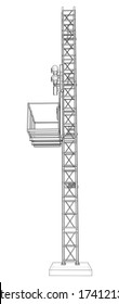 Mast lifts outline. Vector rendering of 3d. Wire-frame style. The layers of visible and invisible lines are separated