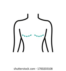 Mastectomy Line Icon, Vector Illustration