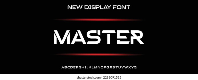 MASTER Abstrakte moderne minimale Alphabetschriftarten. Typografie urbanen Stil für Spaß, Sport, Technologie, Mode, digital, künftige kreative Logo-Schriftart. Vektorgrafik.