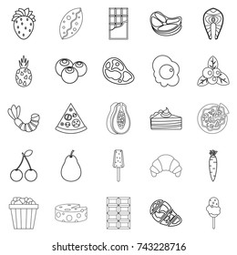 Master of appetizers icons set. Outline set of 25 master of appetizers vector icons for web isolated on white background