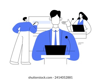 Master of Arts in political science isolated cartoon vector illustrations. Group of young political scientists having conference, international relations, social research vector cartoon.