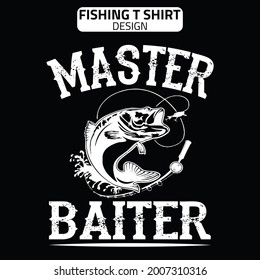 MASTER BAITER typography fishing t shirt design for fishing lover .