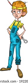 master builder cartoon caricature vector