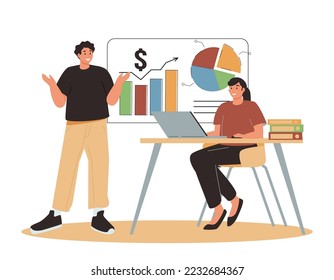 Master of Business administration isolated cartoon vector illustrations. Operations management, discuss marketing project, IT manager diploma, building career, university studies vector cartoon.