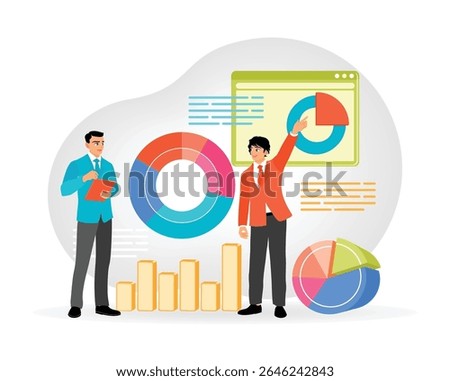 Master of business administration. IT manager diploma building career  university studies with data charts and graphs. Students project concept.