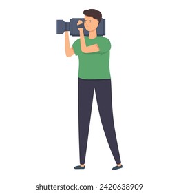 Master cameraman icon cartoon vector. News production. Content creation