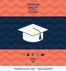Master cap for graduates, square academic cap, graduation cap icon