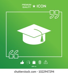 Master cap for graduates, square academic cap, graduation cap icon
