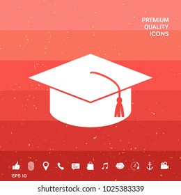 Master cap for graduates, square academic cap, graduation cap icon