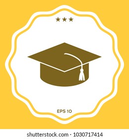 Master cap for graduates, square academic cap, graduation cap icon
