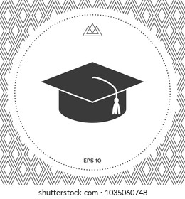 Master cap for graduates, square academic cap, graduation cap icon