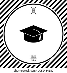 Master cap for graduates, square academic cap, graduation cap icon